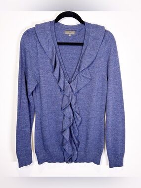Classic Alpaca Ruffle Zip Front Sweater